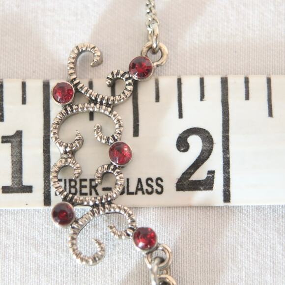 NWT 1979 Choker Necklace Ornate Gold Tone Metal Red Rhinestone Accents - Picture 8 of 9